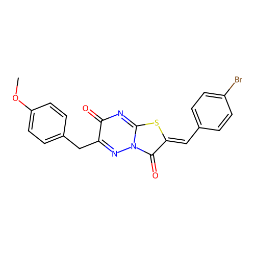 (2Z)-2-[(4-bromophenyl)methylidene]-6-[(4-methoxyphenyl)methyl]-[1,3]thiazolo[3,2-b][1,2,4]triazine-3,7-dione structure