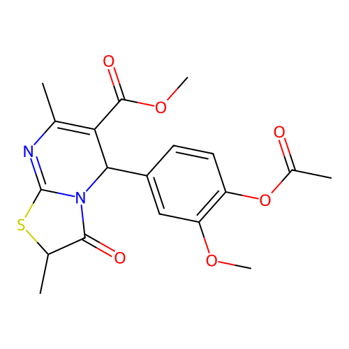 methyl 5-[4-(acetyloxy)-3-methoxyphenyl]-2,7-dimethyl-3-oxo-2,3-dihydro-5H-[1,3]thiazolo[3,2-a]pyrimidine-6-carboxylate structure