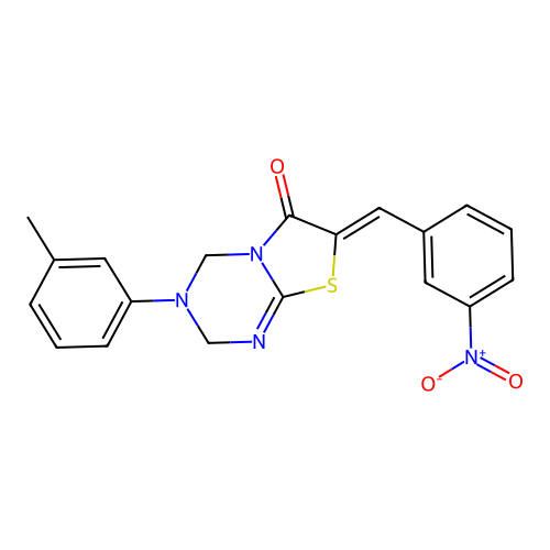 (7Z)-3-(3-methylphenyl)-7-(3-nitrobenzylidene)-3,4-dihydro-2H-[1,3]thiazolo[3,2-a][1,3,5]triazin-6(7H)-one structure