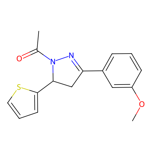 1-[5-(3-Methoxyphenyl)-3-thiophen-2-yl-3,4-dihydropyrazol-2-yl]ethanone structure