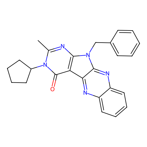 11-benzyl-3-cyclopentyl-2-methyl-3H-pyrimido[5',4':4,5]pyrrolo[2,3-b]quinoxalin-4(11H)-one structure