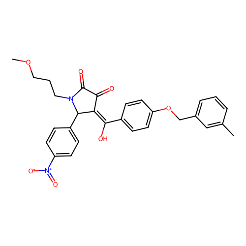 (4E)-4-(hydroxy{4-[(3-methylbenzyl)oxy]phenyl}methylidene)-1-(3-methoxypropyl)-5-(4-nitrophenyl)pyrrolidine-2,3-dione structure
