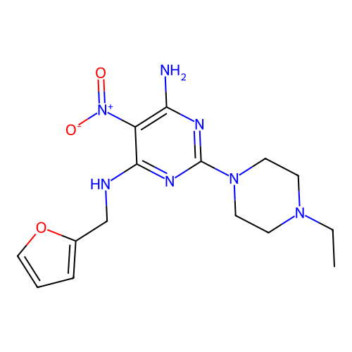 [6-Amino-2-(4-ethylpiperazinyl)-5-nitropyrimidin-4-yl](2-furylmethyl)amine structure