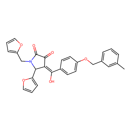 5-(furan-2-yl)-1-(furan-2-ylmethyl)-4-[hydroxy-[4-[(3-methylphenyl)methoxy]phenyl]methylidene]pyrrolidine-2,3-dione structure