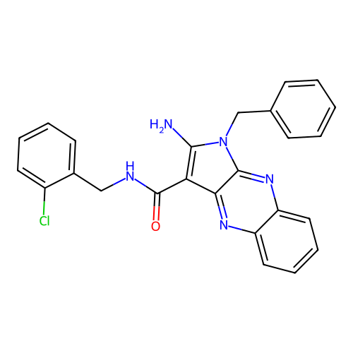 2-amino-1-benzyl-N-(2-chlorobenzyl)-1H-pyrrolo[2,3-b]quinoxaline-3-carboxamide structure