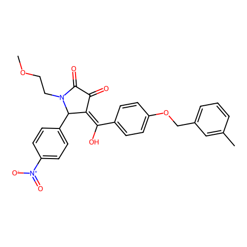 (4E)-4-(hydroxy{4-[(3-methylbenzyl)oxy]phenyl}methylidene)-1-(2-methoxyethyl)-5-(4-nitrophenyl)pyrrolidine-2,3-dione structure