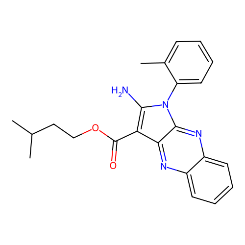 3-Methylbutyl 2-amino-1-(2-methylphenyl)pyrrolo[3,2-b]quinoxaline-3-carboxylate structure