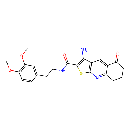3-amino-N-[2-(3,4-dimethoxyphenyl)ethyl]-5-oxo-5,6,7,8-tetrahydrothieno[2,3-b]quinoline-2-carboxamide structure