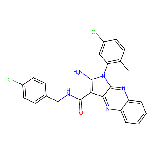 2-amino-1-(5-chloro-2-methylphenyl)-N-(4-chlorobenzyl)-1H-pyrrolo[2,3-b]quinoxaline-3-carboxamide structure