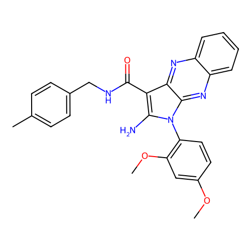 2-amino-1-(2,4-dimethoxyphenyl)-N-(4-methylbenzyl)-1H-pyrrolo[2,3-b]quinoxaline-3-carboxamide structure