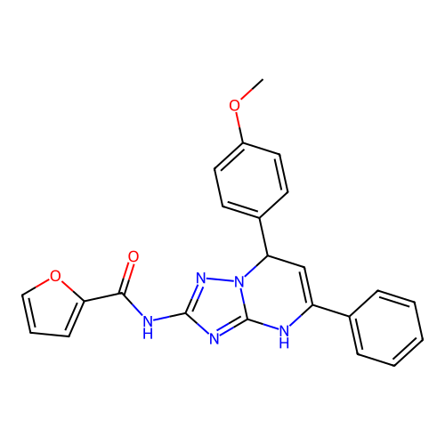 N-(7-(4-methoxyphenyl)-5-phenyl-4,7-dihydro-[1,2,4]triazolo[1,5-a]pyrimidin-2-yl)furan-2-carboxamide structure