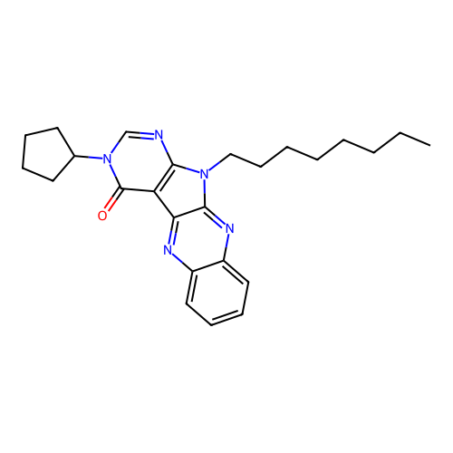 3-cyclopentyl-11-octyl-3H-pyrimido[5',4':4,5]pyrrolo[2,3-b]quinoxalin-4(11H)-one structure