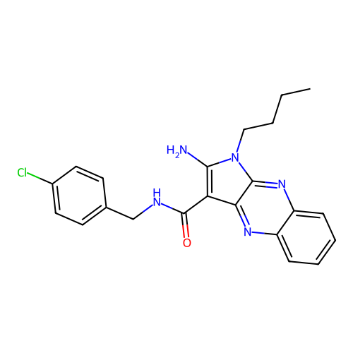 2-amino-1-butyl-N-(4-chlorobenzyl)-1H-pyrrolo[2,3-b]quinoxaline-3-carboxamide structure