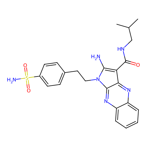 2-amino-N-isobutyl-1-(4-sulfamoylphenethyl)-1H-pyrrolo[2,3-b]quinoxaline-3-carboxamide structure