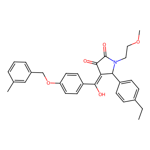 (4E)-5-(4-ethylphenyl)-4-(hydroxy{4-[(3-methylbenzyl)oxy]phenyl}methylidene)-1-(2-methoxyethyl)pyrrolidine-2,3-dione structure