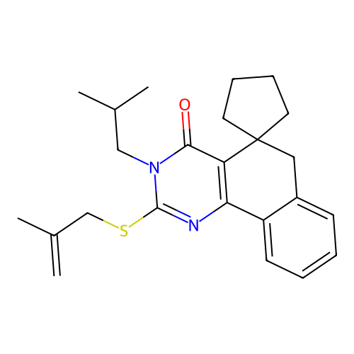 3-isobutyl-2-((2-methylallyl)thio)-3H-spiro[benzo[h]quinazoline-5,1'-cyclopentan]-4(6H)-one structure