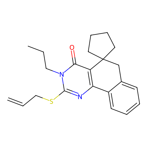 2-(allylthio)-3-propyl-3H-spiro[benzo[h]quinazoline-5,1'-cyclopentan]-4(6H)-one structure
