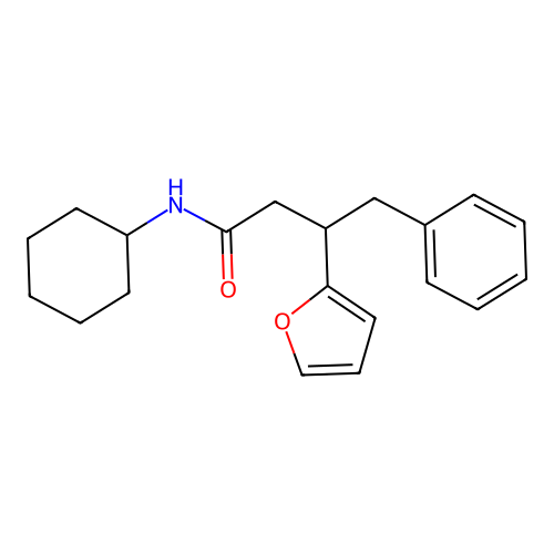 N-cyclohexyl-3-(furan-2-yl)-4-phenylbutanamide structure