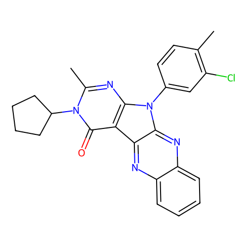 11-(3-chloro-4-methylphenyl)-3-cyclopentyl-2-methyl-3,11-dihydro-4H-pyrimido[5',4':4,5]pyrrolo[2,3-b]quinoxalin-4-one structure