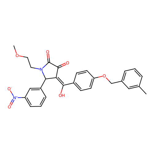 (4E)-4-(hydroxy{4-[(3-methylbenzyl)oxy]phenyl}methylidene)-1-(2-methoxyethyl)-5-(3-nitrophenyl)pyrrolidine-2,3-dione structure