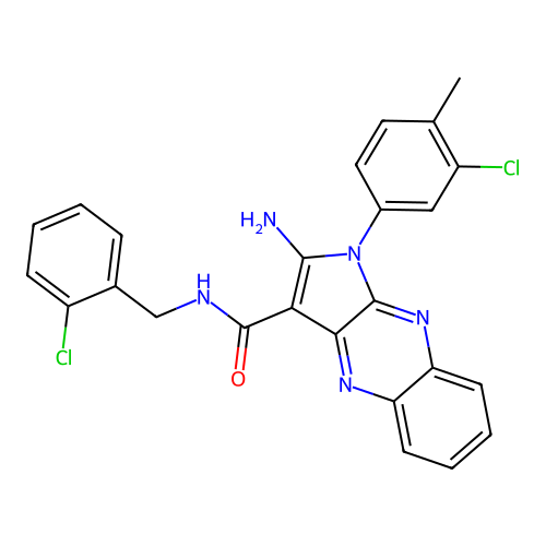 2-amino-1-(3-chloro-4-methylphenyl)-N-(2-chlorobenzyl)-1H-pyrrolo[2,3-b]quinoxaline-3-carboxamide structure