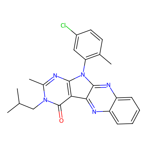 11-(5-chloro-2-methylphenyl)-3-isobutyl-2-methyl-3H-pyrimido[5',4':4,5]pyrrolo[2,3-b]quinoxalin-4(11H)-one structure