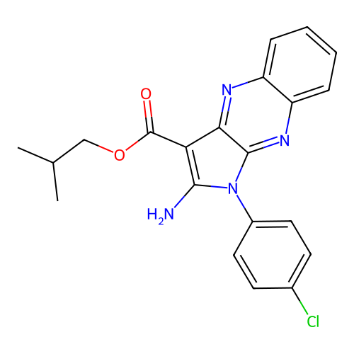 2-methylpropyl 2-amino-1-(4-chlorophenyl)-1H-pyrrolo[2,3-b]quinoxaline-3-carboxylate structure