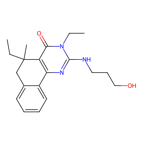 3,5-diethyl-2-(3-hydroxypropylamino)-5-methyl-6H-benzo[h]quinazolin-4-one structure