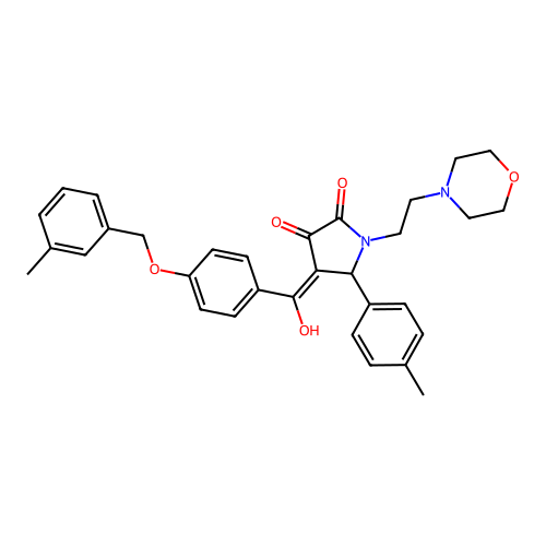 (4E)-4-(hydroxy{4-[(3-methylbenzyl)oxy]phenyl}methylidene)-5-(4-methylphenyl)-1-[2-(morpholin-4-yl)ethyl]pyrrolidine-2,3-dione structure