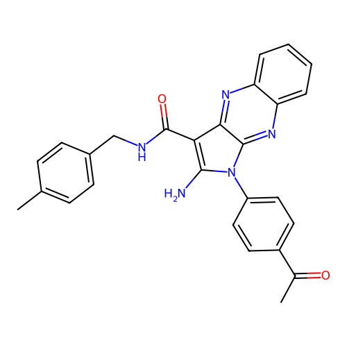 1-(4-acetylphenyl)-2-amino-N-(4-methylbenzyl)-1H-pyrrolo[2,3-b]quinoxaline-3-carboxamide structure