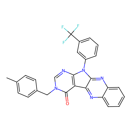 3-(4-methylbenzyl)-11-(3-(trifluoromethyl)phenyl)-3H-pyrimido[5',4':4,5]pyrrolo[2,3-b]quinoxalin-4(11H)-one structure