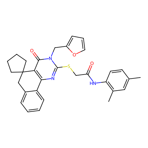 N-(2,4-dimethylphenyl)-2-((3-(furan-2-ylmethyl)-4-oxo-4,6-dihydro-3H-spiro[benzo[h]quinazoline-5,1'-cyclopentan]-2-yl)thio)acetamide structure