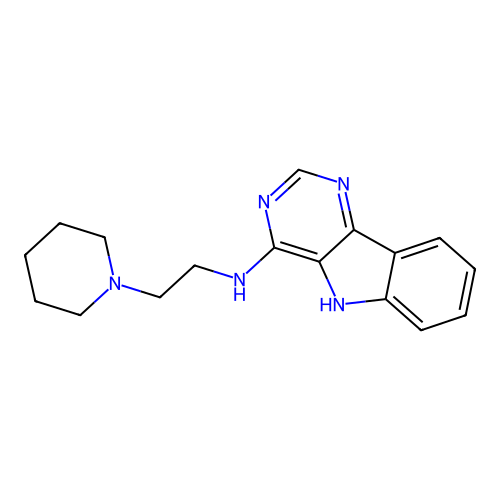 N-(2-(piperidin-1-yl)ethyl)-5H-pyrimido[5,4-b]indol-4-amine structure