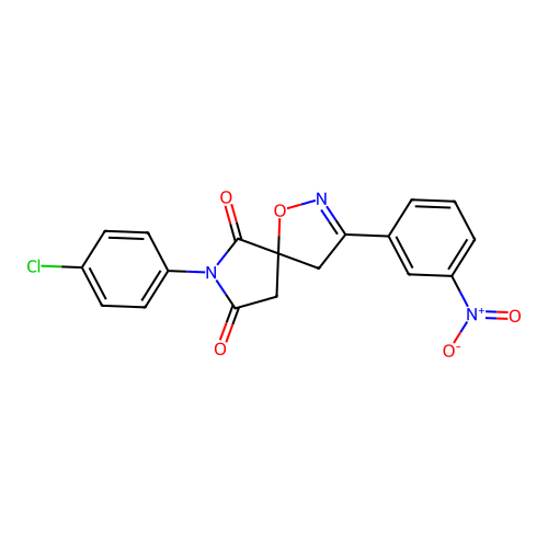7-(4-chlorophenyl)-3-(3-nitrophenyl)-1-oxa-2,7-diazaspiro[4.4]non-2-ene-6,8-dione structure