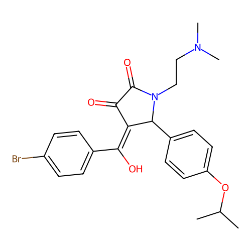 (4E)-4-[(4-bromophenyl)-hydroxymethylidene]-1-(2-dimethylaminoethyl)-5-(4-propan-2-yloxyphenyl)pyrrolidine-2,3-dione structure