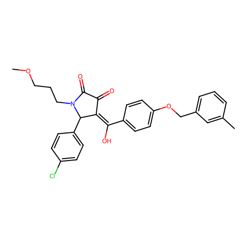 (4E)-5-(4-chlorophenyl)-4-(hydroxy{4-[(3-methylbenzyl)oxy]phenyl}methylidene)-1-(3-methoxypropyl)pyrrolidine-2,3-dione structure