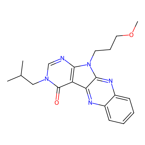 3-isobutyl-11-(3-methoxypropyl)-3H-pyrimido[5',4':4,5]pyrrolo[2,3-b]quinoxalin-4(11H)-one structure