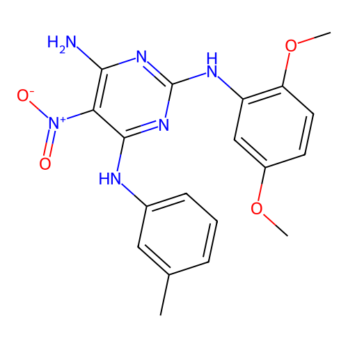N2-(2,5-dimethoxyphenyl)-5-nitro-N4-(m-tolyl)pyrimidine-2,4,6-triamine structure