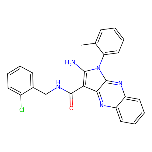 2-amino-N-(2-chlorobenzyl)-1-(2-methylphenyl)-1H-pyrrolo[2,3-b]quinoxaline-3-carboxamide structure
