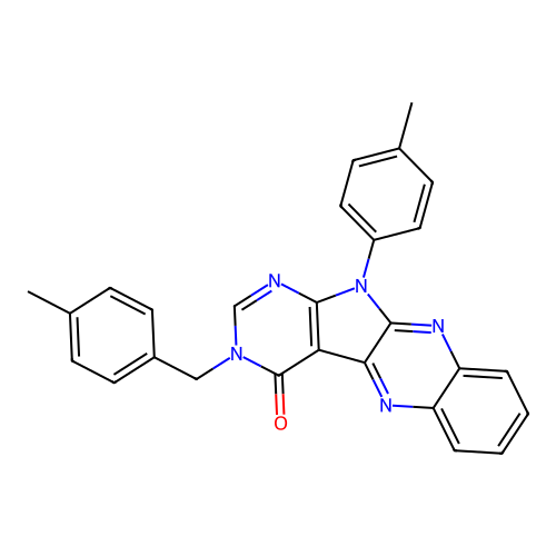3-(4-methylbenzyl)-11-(4-methylphenyl)-3,11-dihydro-4H-pyrimido[5',4':4,5]pyrrolo[2,3-b]quinoxalin-4-one structure