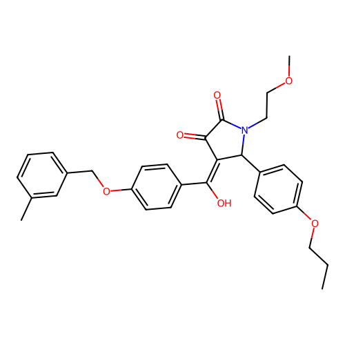 (4E)-4-(hydroxy{4-[(3-methylbenzyl)oxy]phenyl}methylidene)-1-(2-methoxyethyl)-5-(4-propoxyphenyl)pyrrolidine-2,3-dione structure