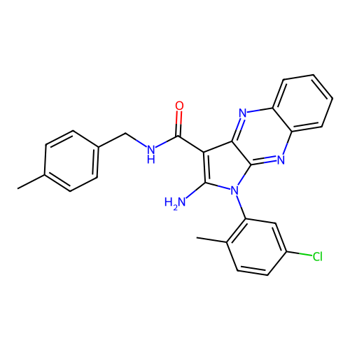 2-amino-1-(5-chloro-2-methylphenyl)-N-(4-methylbenzyl)-1H-pyrrolo[2,3-b]quinoxaline-3-carboxamide structure