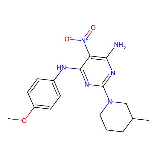 [6-Amino-2-(3-methylpiperidyl)-5-nitropyrimidin-4-yl](4-methoxyphenyl)amine structure