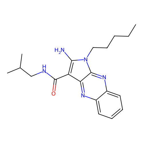 2-amino-N-(2-methylpropyl)-1-pentyl-1H-pyrrolo[2,3-b]quinoxaline-3-carboxamide structure