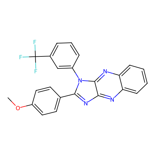 2-(4-methoxyphenyl)-1-(3-(trifluoromethyl)phenyl)-1H-imidazo[4,5-b]quinoxaline structure
