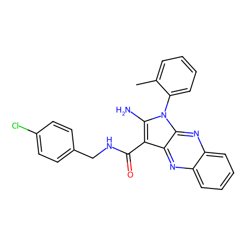 2-amino-N-(4-chlorobenzyl)-1-(2-methylphenyl)-1H-pyrrolo[2,3-b]quinoxaline-3-carboxamide structure