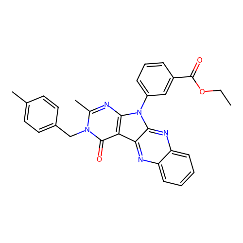 ethyl 3-(2-methyl-3-(4-methylbenzyl)-4-oxo-3H-pyrimido[5',4':4,5]pyrrolo[2,3-b]quinoxalin-11(4H)-yl)benzoate structure