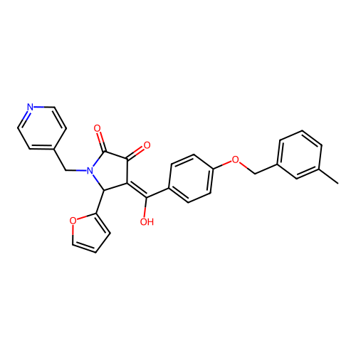 (4E)-5-(furan-2-yl)-4-[hydroxy-[4-[(3-methylphenyl)methoxy]phenyl]methylidene]-1-(pyridin-4-ylmethyl)pyrrolidine-2,3-dione structure