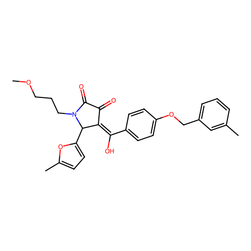 (4E)-4-(hydroxy{4-[(3-methylbenzyl)oxy]phenyl}methylidene)-1-(3-methoxypropyl)-5-(5-methylfuran-2-yl)pyrrolidine-2,3-dione structure