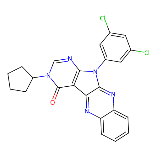 3-cyclopentyl-11-(3,5-dichlorophenyl)-3,11-dihydro-4H-pyrimido[5',4':4,5]pyrrolo[2,3-b]quinoxalin-4-one structure